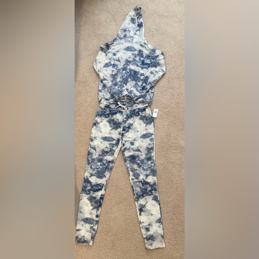 Old Navy Girls’ Blue Tie-Dye Hoodie & Jogger Set XL (14-16) NWT